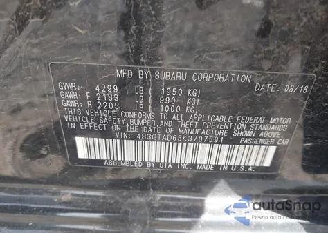 2019 Subaru Impreza 2.0I Premium из США, поврежденный, VIN 4S3GTAD65K3707591